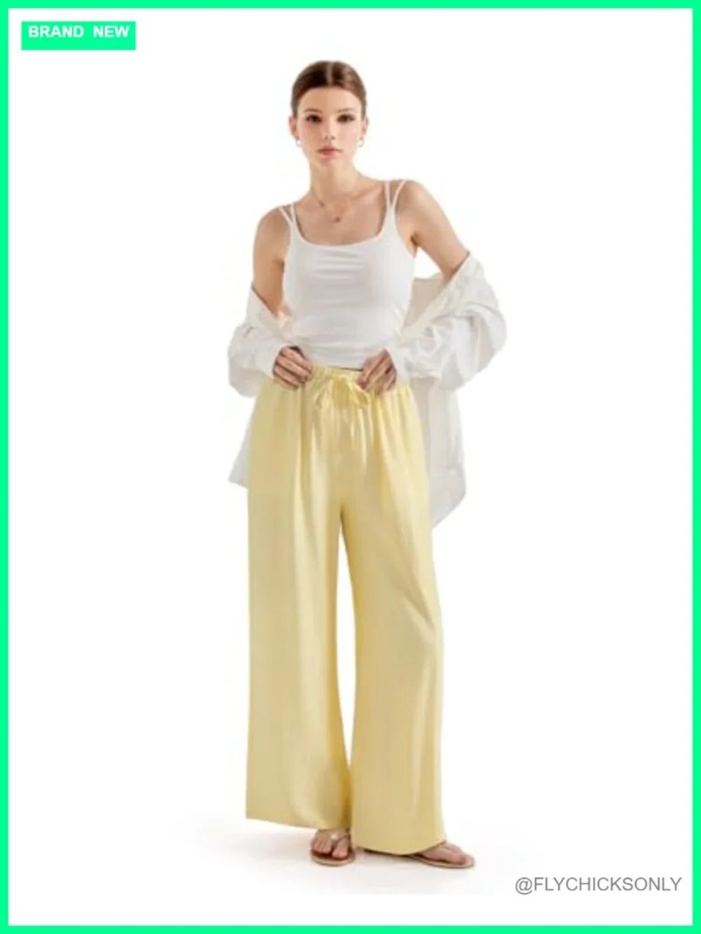 Linen Blend Wide Leg Palazzo Pants with Pockets High Waisted Drawstring